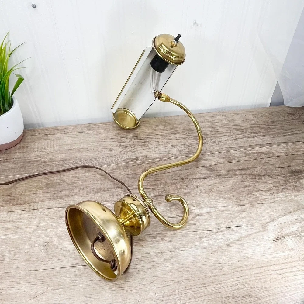 Vintage‎ Brass Bankers Desk Lamp: Maximalist Gold Decor